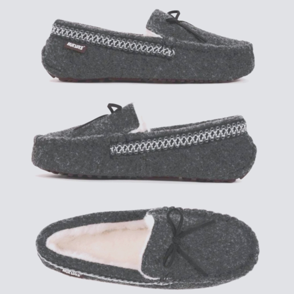 MUK LUKS Womens ETHAN Gray MOCCASIN SLIPPERS